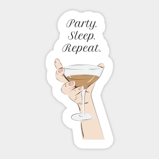 Party Sleep Repeat Sticker